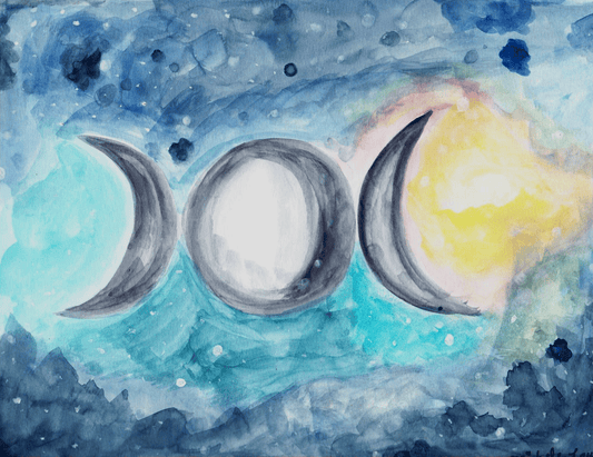 Triple Moon Goddess Original Watercolor