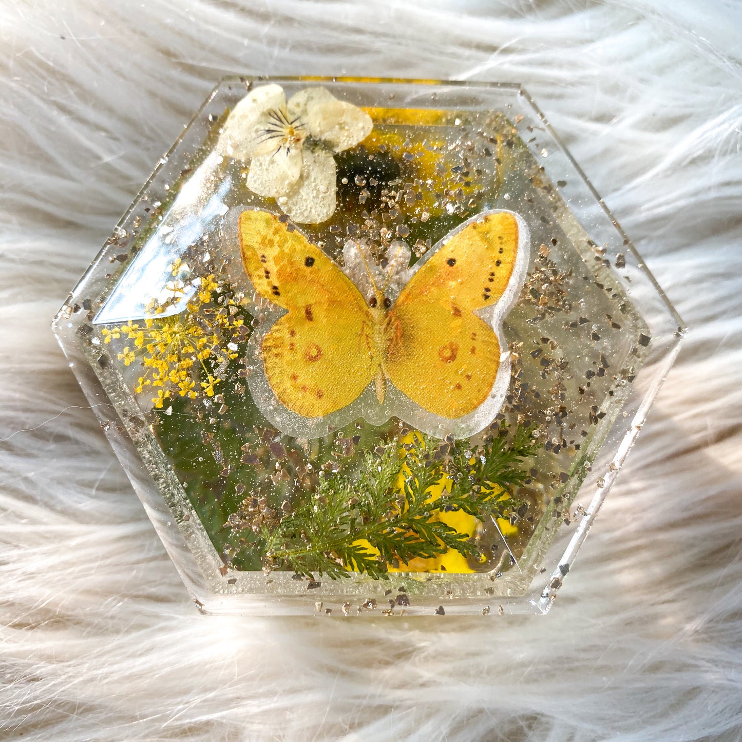 Yellow Butterfly Trinket Jewelry Box