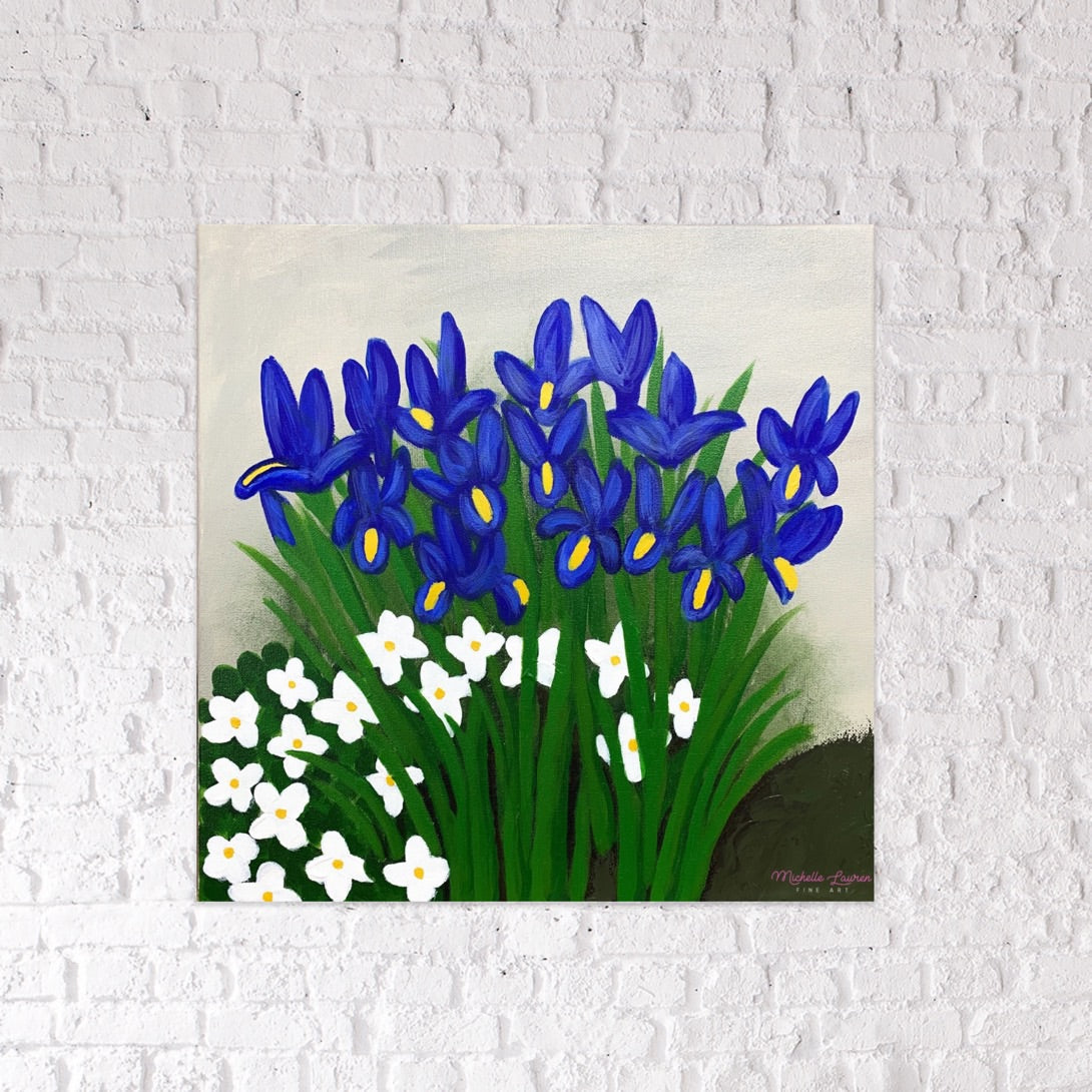 Irises Still Life Original Acrylic Painting