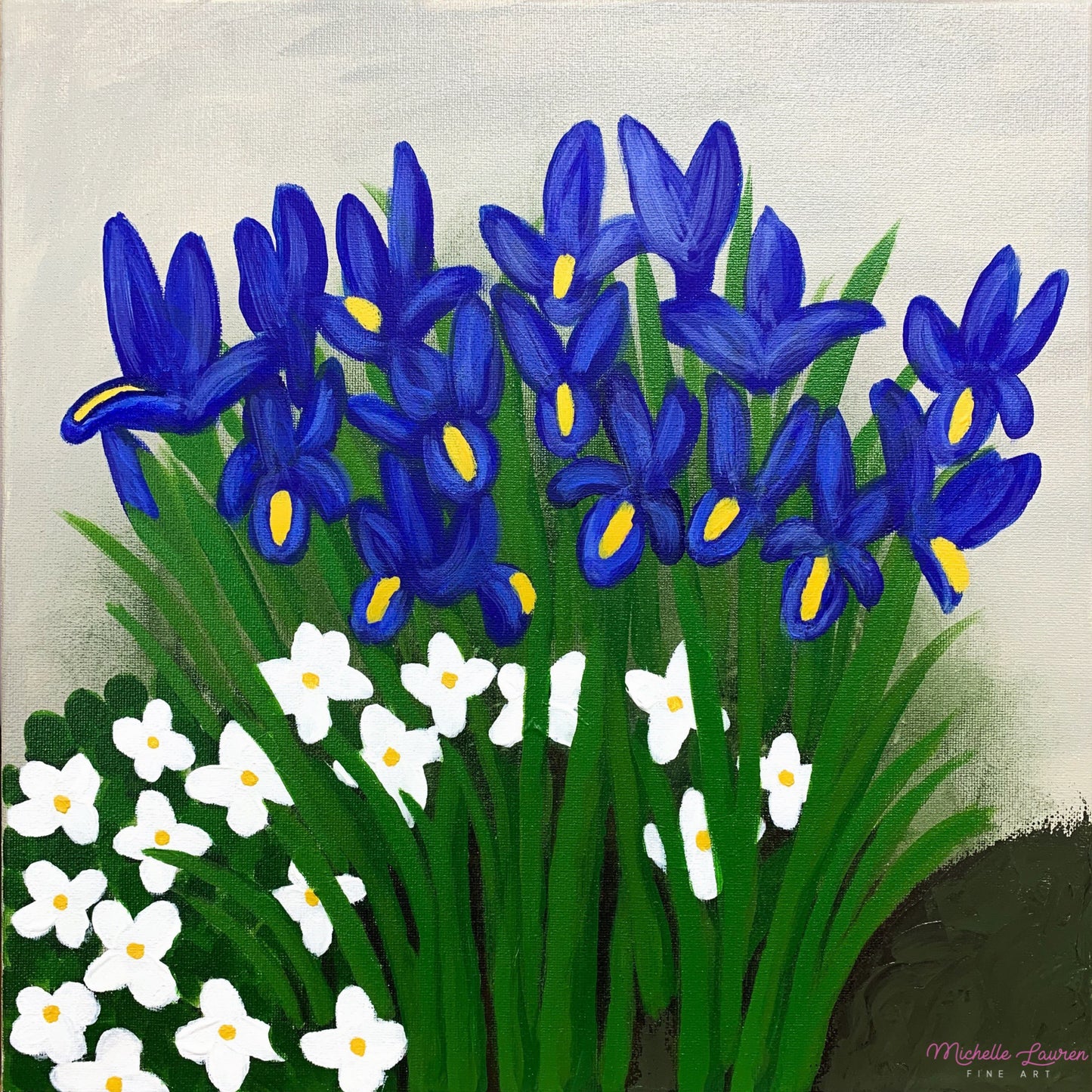 Irises Still Life Original Acrylic Painting