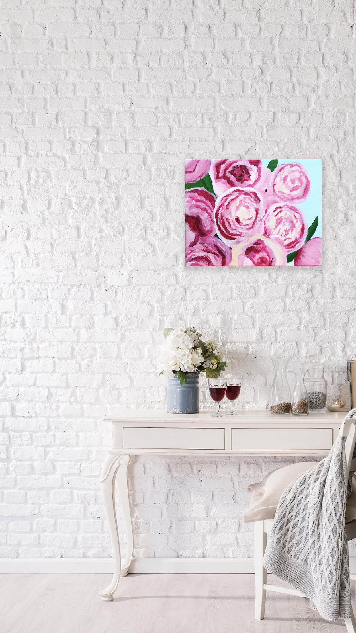 Acrylic Painting Modernist Impressionism Abstract Peony Flowers